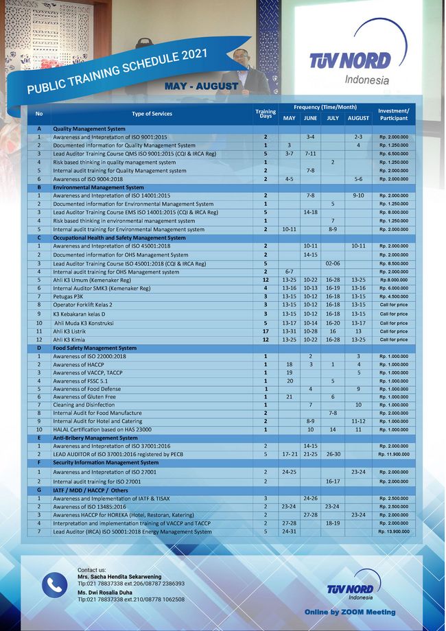 Program / Events / Fairs Training TUV NORD