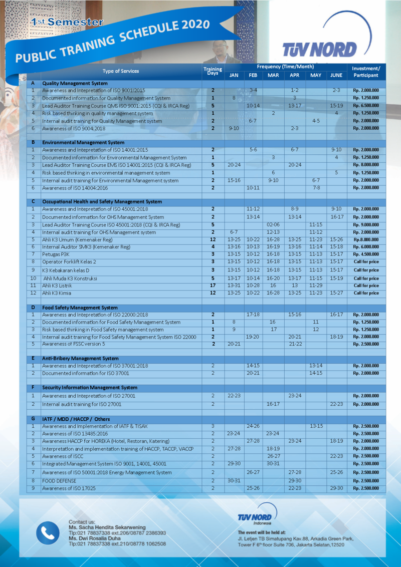 Program / Events / Fairs Training TUV NORD